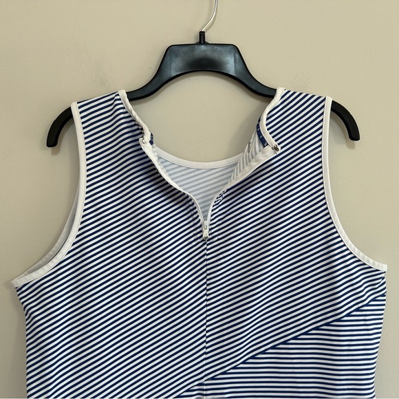 Tommy Bahama Island Zone Aubrey Cassia Navy Blue and White Striped Dress, L - Picture 4 of 9